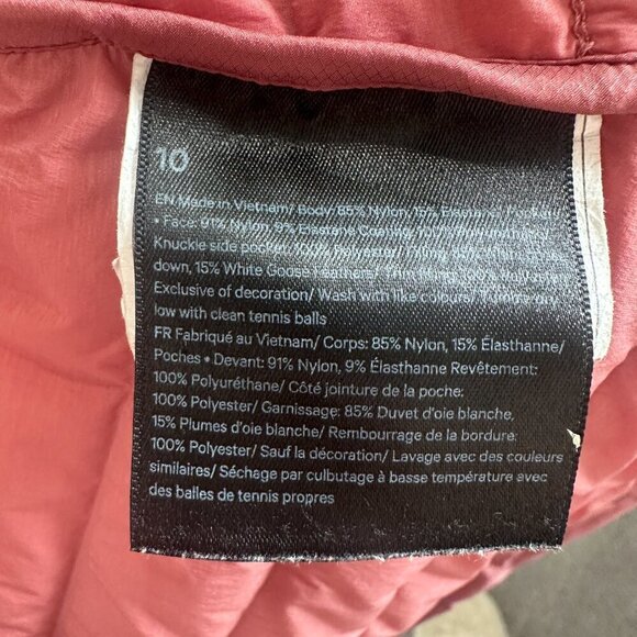 Lululemon Dusty Pink Hooded Zip Up Down Puffer Jacket Coat Size 10 - Picture 5 of 5